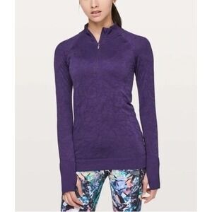 Lululemon Rest Less 1/2 Zip Pullover Top Jacquard‎ Knit Dark Court Purple 4